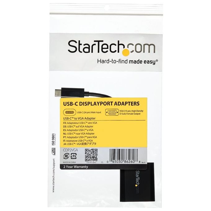 StarTech.com CDP2VGA Adattatore USB-C a VGA Convertitore Video 1080p Risoluzione 1920x1200 Pixel 1 Display Supportato USB 3.2 Gen 1 colore Nero