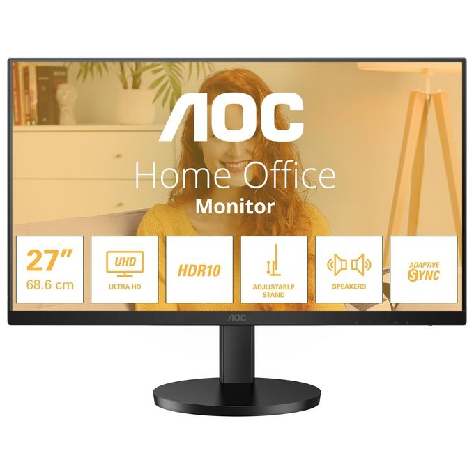 AOC U27B3AF Monitor PC 27'' 4K Ultra HD IPS 3840x2160 60Hz HDR10 Adaptive Sync Altoparlanti Regolazione Altezza colore Nero