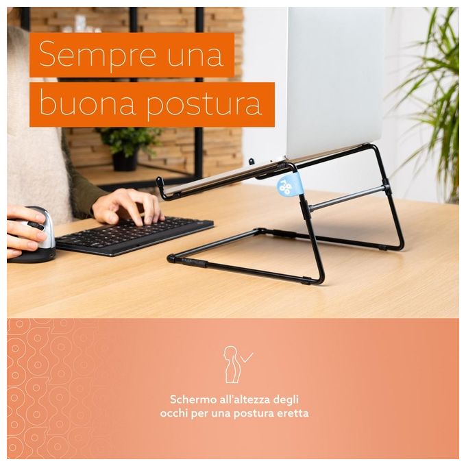 R-Go Tools RGOSC020BL Supporto per Laptop Steel Office Adatto per 10-22 Pollici Capacita' 5 Kg Colore Nero