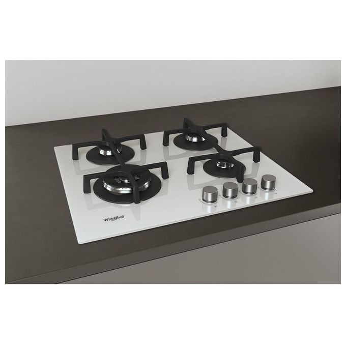 Whirlpool GOA 6423-WH Piano Cottura a Gas 4 Zone Griglie in Ghisa 60 cm Bianco