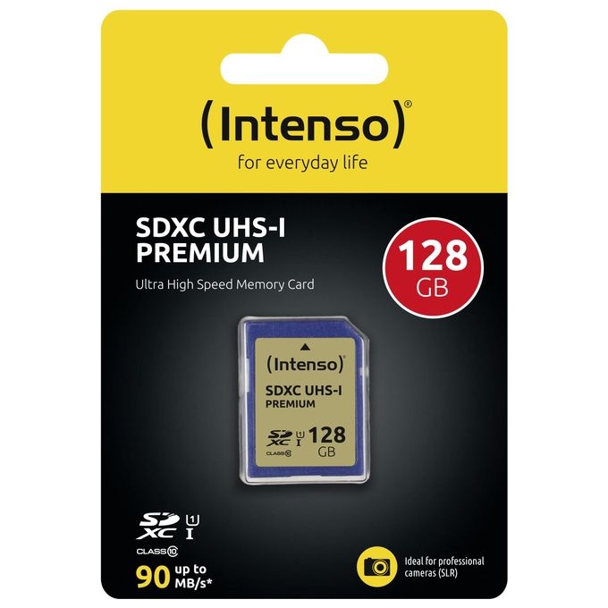 Intenso 3421491 SD-Karte UHS-I Premium Scheda di memoria 128 GB UHS-I Classe 10 velocita' lettura 90 MB-s colore Blu
