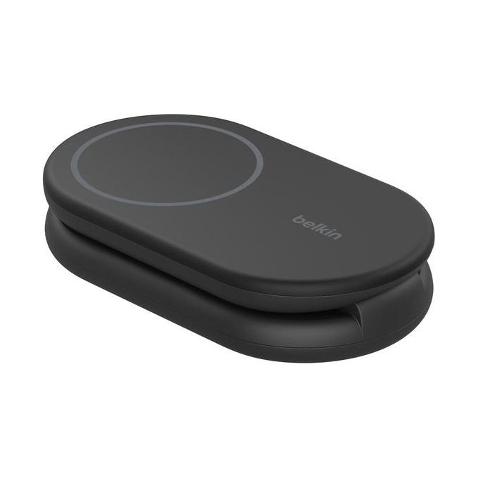 Belkin WIZ028VFBK BoostCharge Caricabatteria Magnetico 2 in 1 Qi2 15 W Ricarica Rapida con Supporto Pieghevole Nero
