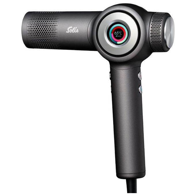 Solis 3804 AirVolution Asciugacapelli 1600 W Tecnologia Ionica 4 Velocita' e Display TFT LCD con Accessori Magnetici colore Antracite
