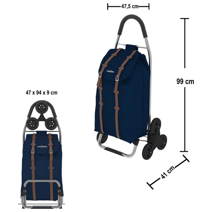 Colombo Carrello Portaspesa DAKAR in alluminio, sacca poliestere impermeabile,con sistema 6 ruote adatto a marciapiedi e scale portata 25kg, capacita' 40 Lt - Assortito