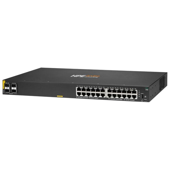 HPE JL677A Aruba Networking CX 6100 Switch Gestito L3 24 Porte Gigabit PoE Classe 4 4 SFP+ 370 W colore Nero