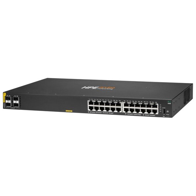 HPE JL677A Aruba Networking CX 6100 Switch Gestito L3 24 Porte Gigabit PoE Classe 4 4 SFP+ 370 W colore Nero