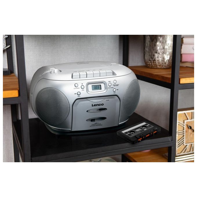 Lenco SCD-420 Radio Cd con Cassette Argento