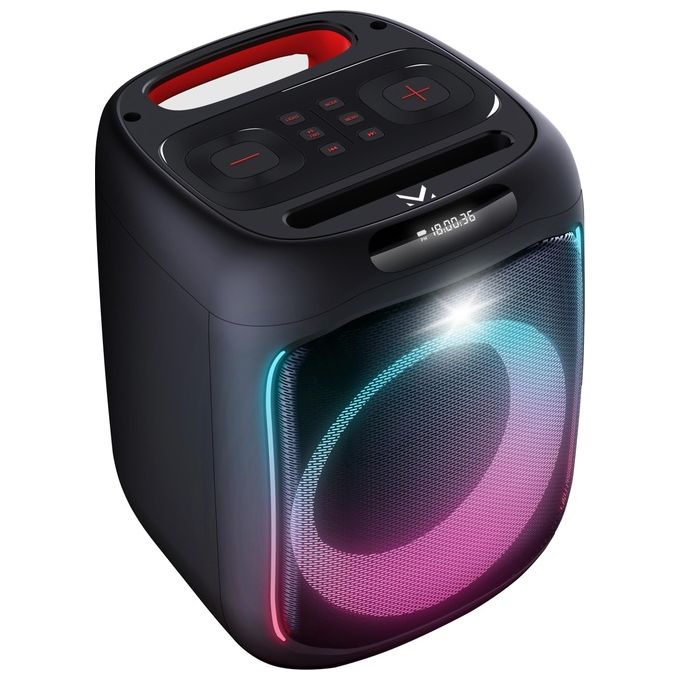 New Majestic 116112 BK FIRE 12 Altoparlante Portatile Stereo Potenza 60 W RMS 480 W PMPO Bluetooth 5.0 TWS Luci LED Multicolore Microfono incluso Telecomando incluso colore Nero