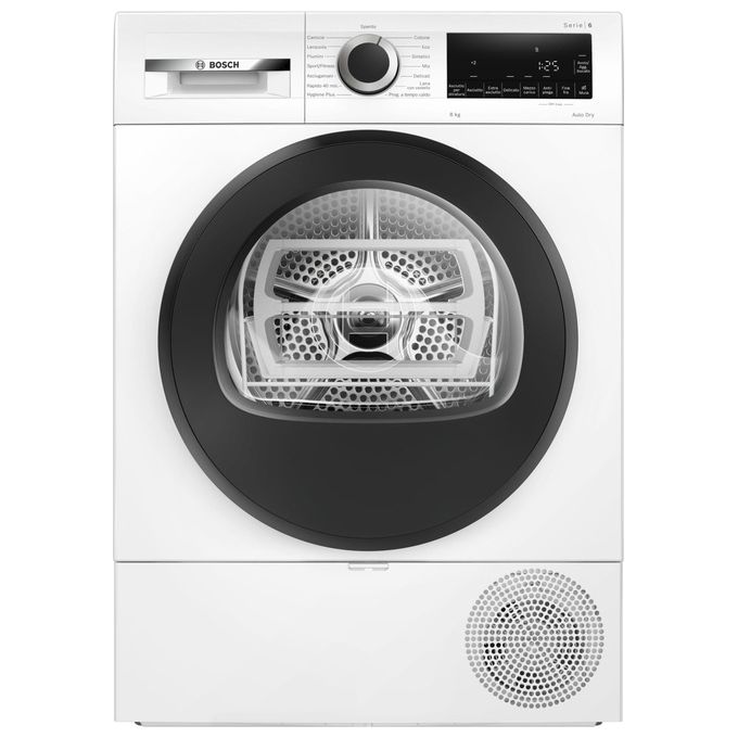 Bosch WQG233D1II Serie 6 Asciugatrice Pompa di Calore 8 Kg Classe C AutoDry 63 dB (84x59x61 cm) colore Bianco