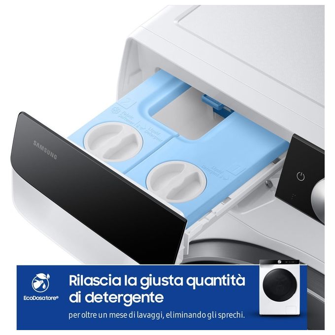 Samsung WD90DG6B85BKU3 AI Control Lavasciuga Frontale 9-6 Kg 1400 rpm Classe A EcoDosatore AI Wash Wi-Fi (85x60x60 cm) colore Nero Bianco