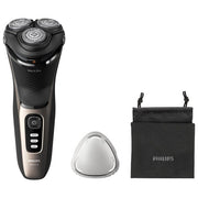 Philips S3242-12 Shaver 3000 Rasoio elettrico rotazione bagnato e asciutto 3 testine autonomia 60 min colore Nero Oro