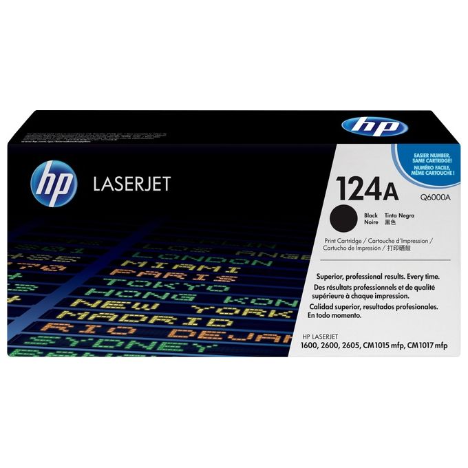HP 124A Q6000A Cartuccia Toner Originale, da 2500 Pagine per Stampanti HP Color LaserJet Serie MFP 1600, MFP 2600 e HP Color Laserjet CM1015 MFP, Nero