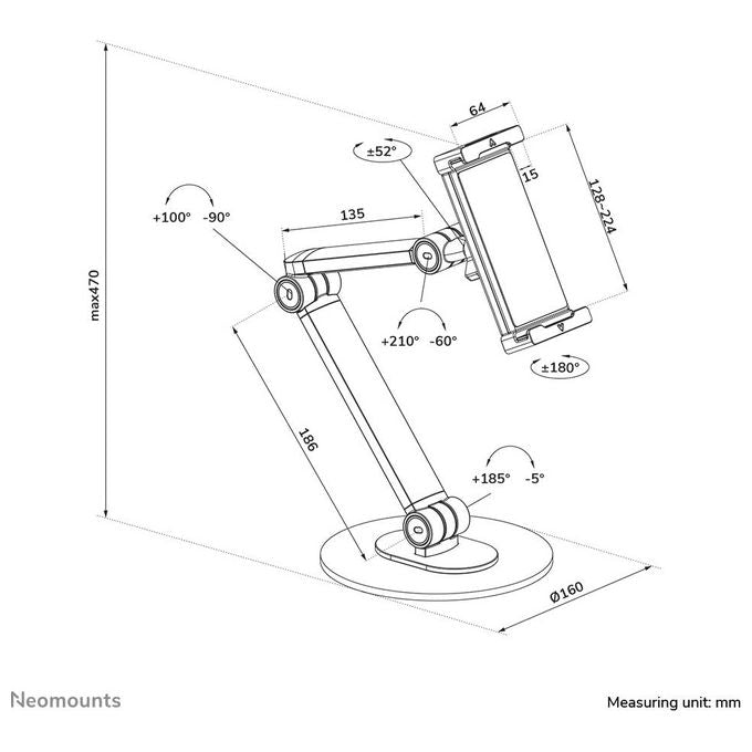 Neomounts DS15-550BL1 Supporto per tablet universale 4.7'' - 12.9'' regolabile 360° altezza fino a 470 mm colore Nero