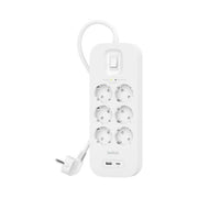 Belkin SRB002VF2M Connect Prolunga con Protezione da Sovratensione 6 Prese AC 2 Porte USB 2 m colore Bianco