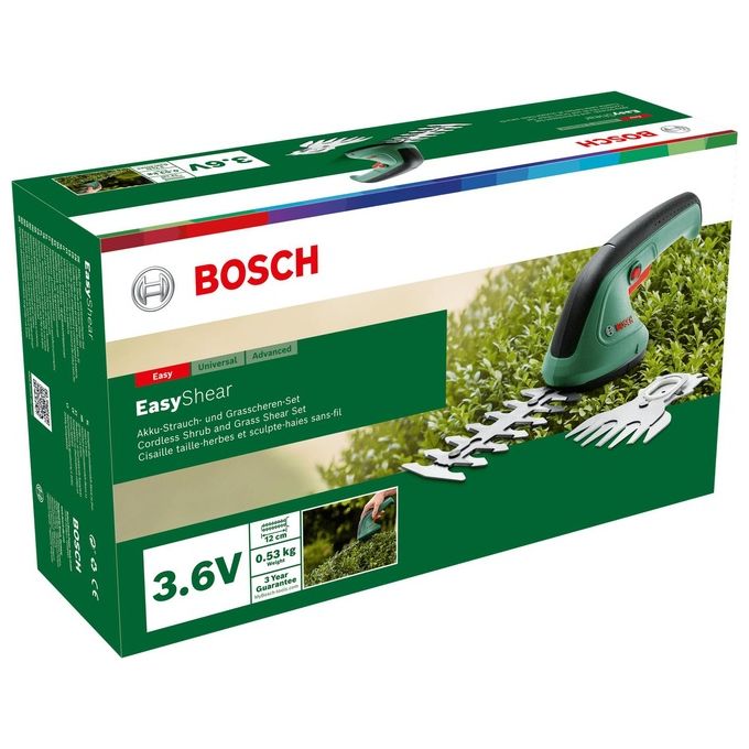 Bosch 0600833303 Easy Shear Cesoia per Erba Cordless 3,6V 1,5Ah Ioni di Litio 8 cm colore Nero Verde