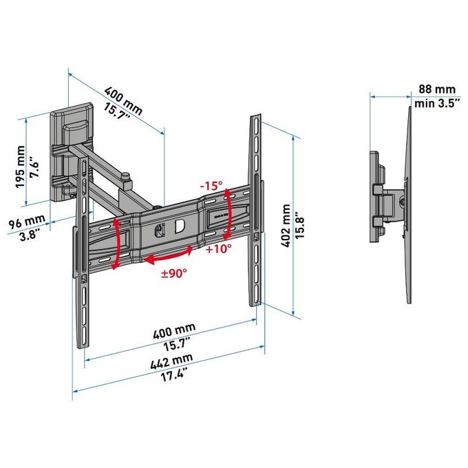 Meliconi CME EDR-400 Supporto Tv da Muro 40-50 Max. 20kg