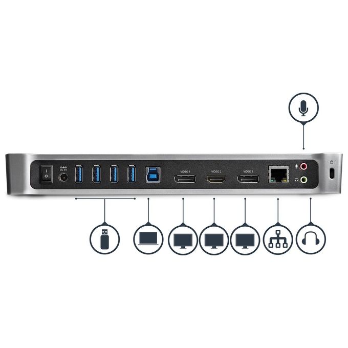 Startech Docking Station replicatore di porte Universale per 3 portatili - video triplo - USB 3.0