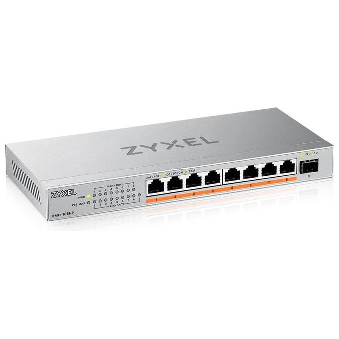Zyxel XMG-108HP-EU0101F XMG-108 Switch Non Gestito 8 Porte 2.5G PoE++ 10G SFP+ colore Nero