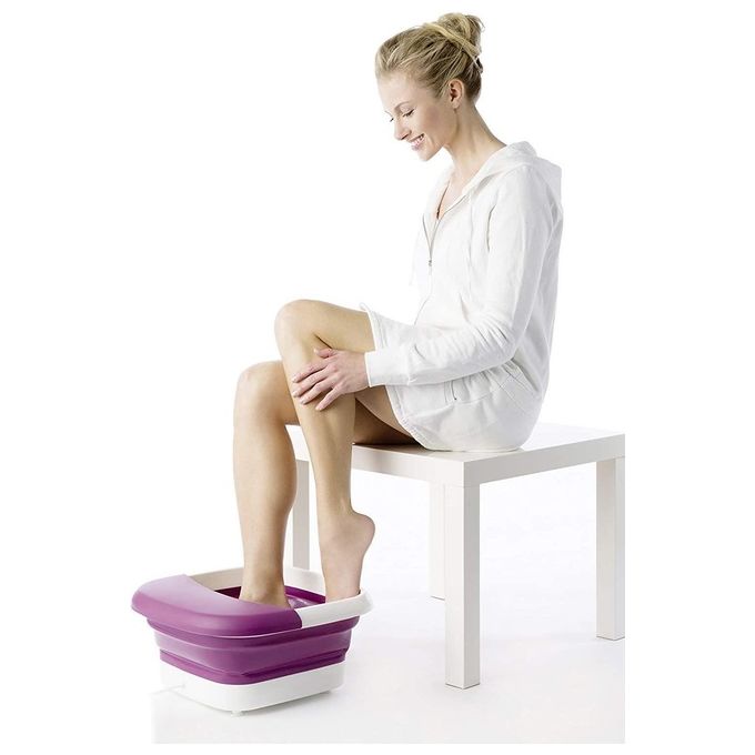 Beurer FB 30 - Massaggiatore elettrico per piedi, tecnologia idromassaggio + vibrazione, 3 livelli di intensita', Alimentazione a rete, Funzioni: riscaldamento acqua, rulli massaggianti, richiudibile salvaspazio, Accessori inclusi, Colore Bianco-Grigio