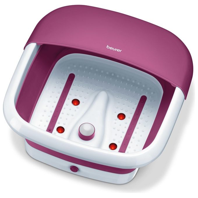 Beurer FB 30 - Massaggiatore elettrico per piedi, tecnologia idromassaggio + vibrazione, 3 livelli di intensita', Alimentazione a rete, Funzioni: riscaldamento acqua, rulli massaggianti, richiudibile salvaspazio, Accessori inclusi, Colore Bianco-Grigio