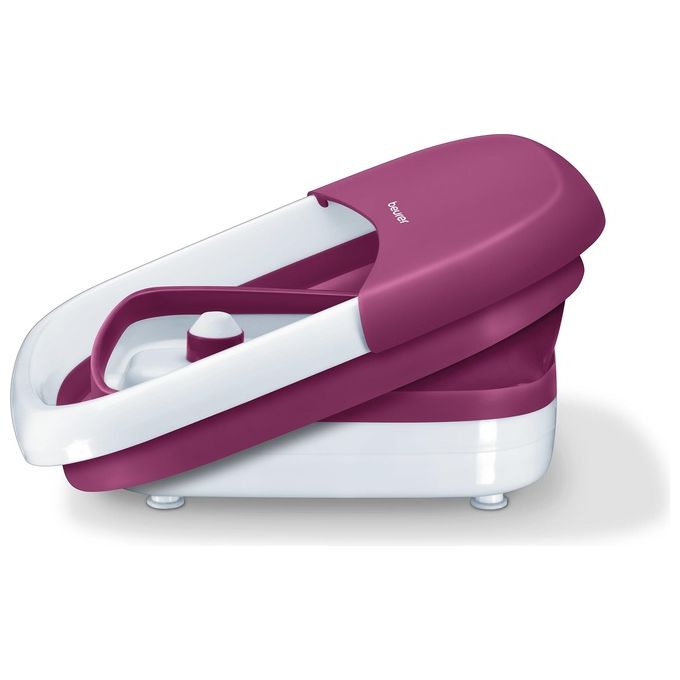 Beurer FB 30 - Massaggiatore elettrico per piedi, tecnologia idromassaggio + vibrazione, 3 livelli di intensita', Alimentazione a rete, Funzioni: riscaldamento acqua, rulli massaggianti, richiudibile salvaspazio, Accessori inclusi, Colore Bianco-Grigio