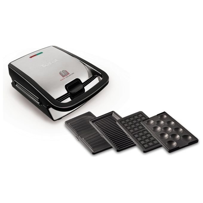 Tefal SW854D Snack Collection Tostiera Sandwich e Waffle 700W piastre antiaderenti rimovibili colore Nero