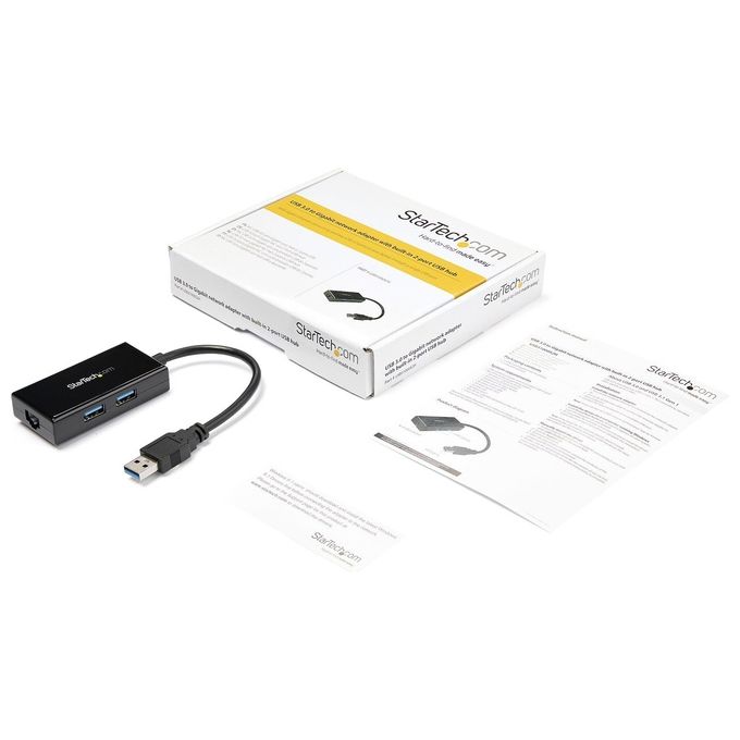StarTech Adattatore Usb 3.0 a Ethernet Gigabit con Hub Usb a 2 Porte Incorporato