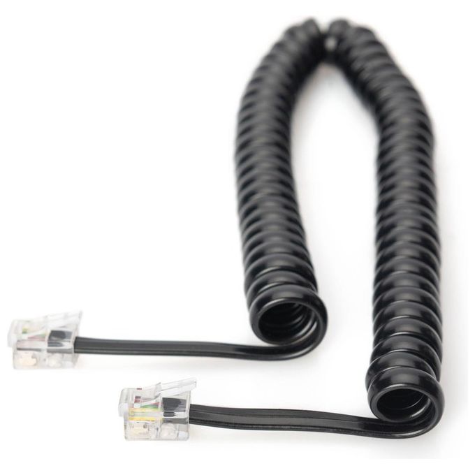 Digitus cavo di connessione per cornetta telefonica a spirale mt 2 (cm 30) colore nero