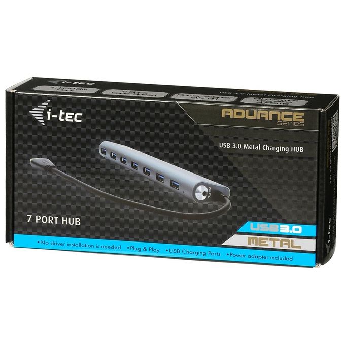 I-Tec Metal U3HUB778 Hub di Interfaccia Usb 3.0 Type-A 5000Mbit-s Argento