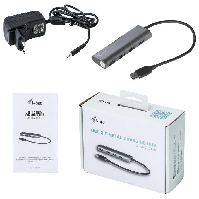 I-Tec Metal U3HUB448 Hub di Interfaccia Usb 3.2 Gen 1 Type-A 5000 Mbit-s Grigio