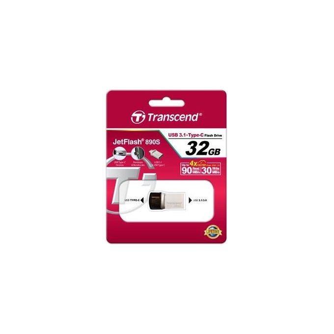 Transcend 32Gb Jetflash 890 Silver Plating