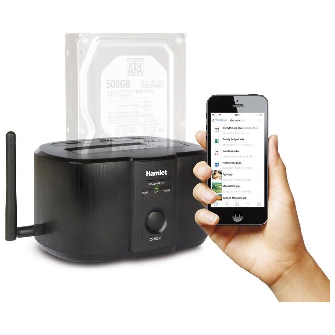 Hamlet-Wi-Fi Single Bay Docking Station for 2.5-3.5 SATA HDD