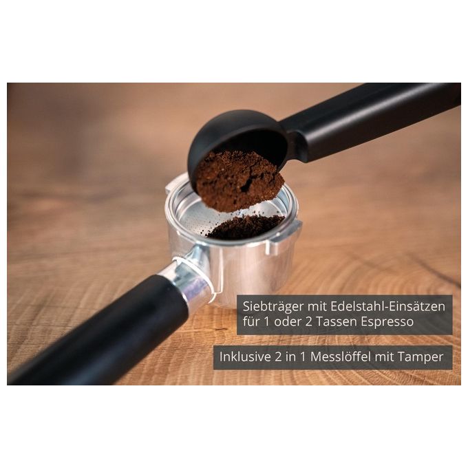 Unold 28636 Piccopresso Macchina da caffe' Espresso 0,9 L 20 bar 1360 W con Montalatte e Funzione Acqua Calda colore Acciaio inox-Nero