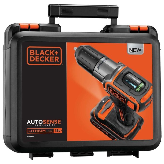 Black+Decker Trapano-Avvitatore Autosense con Doppia Batteria 18V Litio 1.5Ah