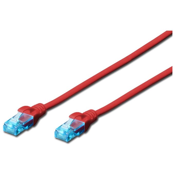 Digitus Cavo Rete Utp Cat. 5E Non Schermato - Lunghezza Mt. 0,5 - Colore Rosso