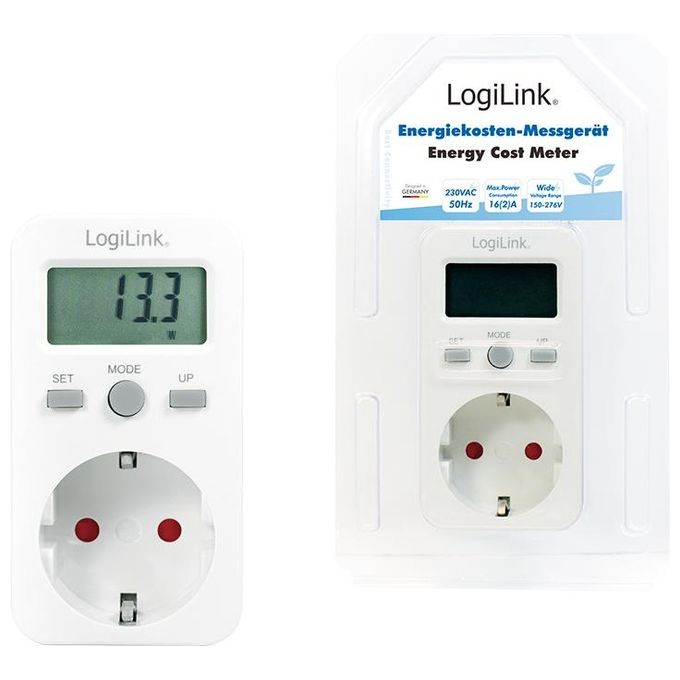 Logilight presa shuko 16a con misuratore di costi energetici