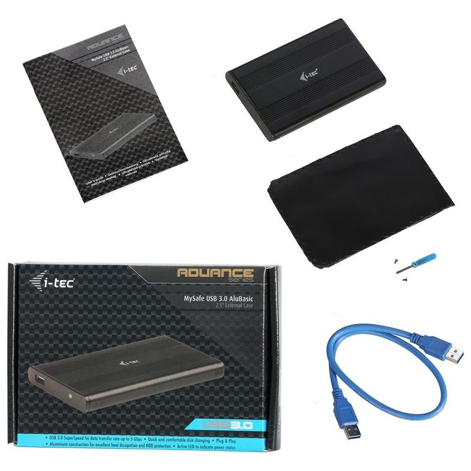 I-tec MYSAFEU312 Contenitore di Unita' di Archiviazione 2,5'' Enclosure HDD-SSD Nero