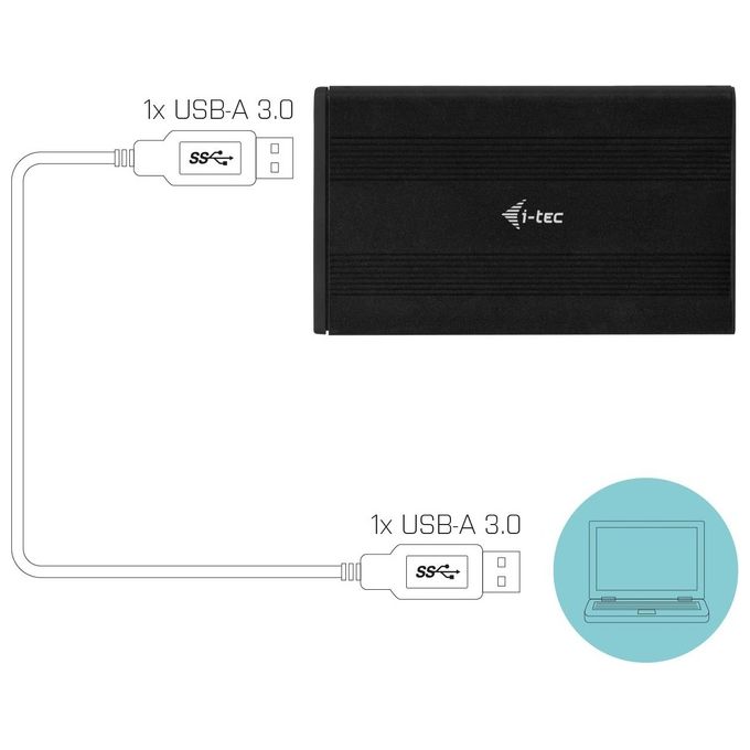 I-tec MYSAFEU312 Contenitore di Unita' di Archiviazione 2,5'' Enclosure HDD-SSD Nero