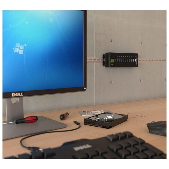 Startech Rugged Metal 10port usb 3.0 hub din rail and Wall-mountable