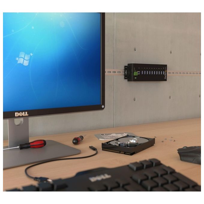 Startech Rugged Metal 10port usb 3.0 hub din rail and Wall-mountable