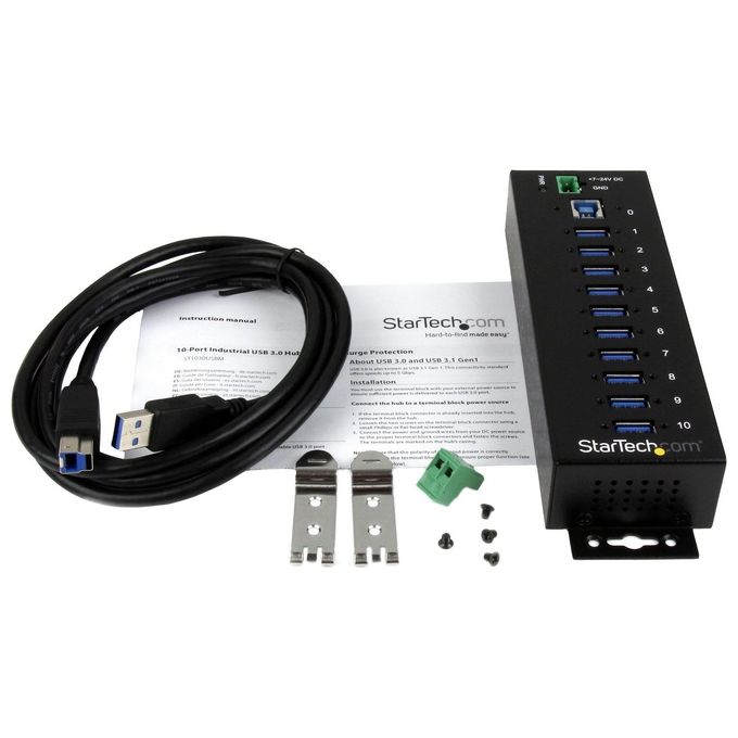 Startech Rugged Metal 10port usb 3.0 hub din rail and Wall-mountable