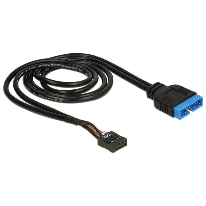 DeLOCK 83776 Cavo Interno USB 2.0 9 pin Pin Header Femmina a USB 3.0 19 pin Pin Header Maschio 60 cm colore Nero