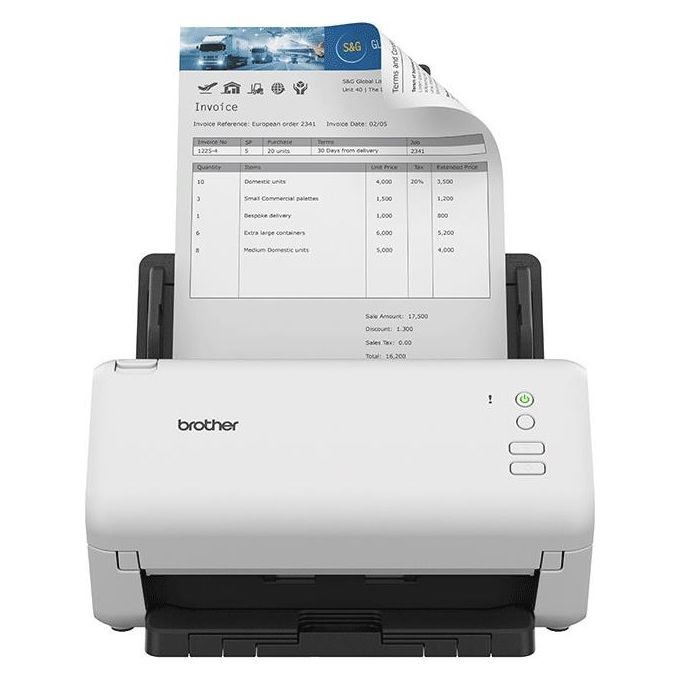 Brother ADS-4100 Scanner ADF Documentale A4 Duplex 35 ppm 600x600 DPI ADF 60 fogli USB colore Nero Bianco