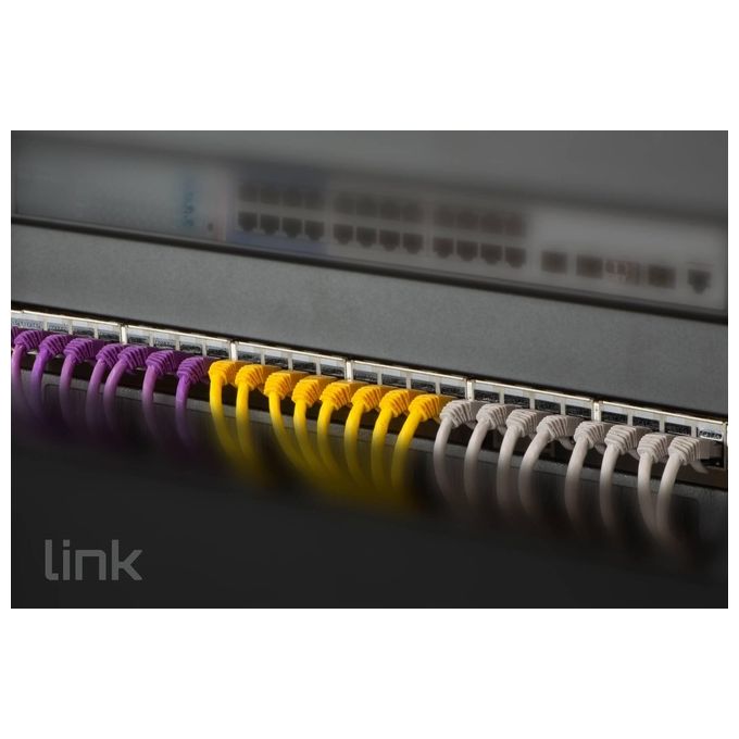 Link Pannello Patch Vuoto in Metallo con Barra Supporto Posteriore 1-2 Unita' per Connettori Schermati con Presa a Terra Viti Incluse