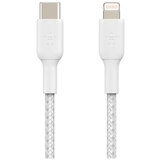 Belkin Cavo Intrecciato da USB-C a Lightning Cavo di Ricarica Rapida 2mt Bianco