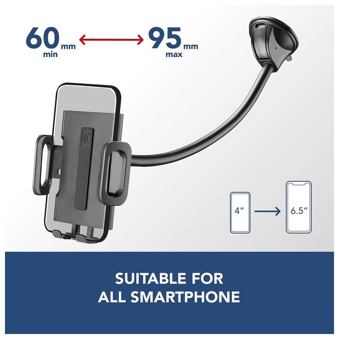 Cellular Line Hug Flexi XL Universal Supporto smartphone da auto con fissaggio a ventosa