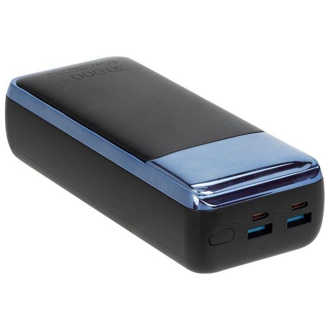 Rivacase VA1080 Powerbank 30000 mAh 65W Power Delivery QC3.0 4 porte Display LCD colore Nero Blu