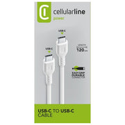 Cellular Line Power Cable Cavo USB-C to USB-C per ricarica e trasferimento dati 1,2mt Bianco