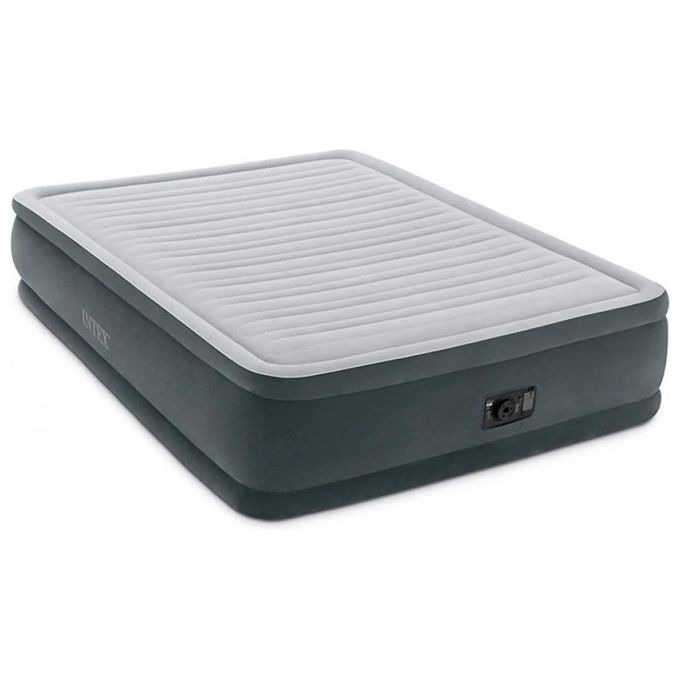 Intex 64414ND DuraBeam Comfort-Plush Elevated Materasso Gonfiabile Matrimoniale 152x203x46 cm Pompa Integrata 272 Kg colore Grigio