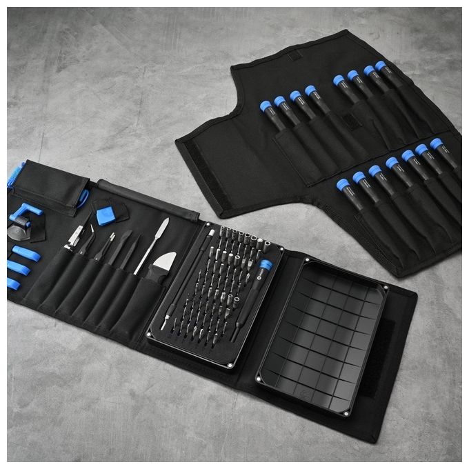 IFixit EU145278-20 Repair Business Toolkit Kit per Riparazioni con 15 Cacciaviti 4 Spudger 2 Pinzette 2 Ventose Multimetro Calibro Digitale e Borsa Messenger colore Blu-Nero